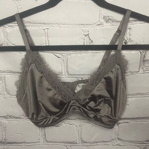 Auden Satin Lace Bralette - Charcoal